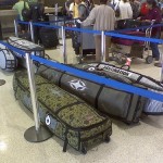 Surfboard bags at the airport